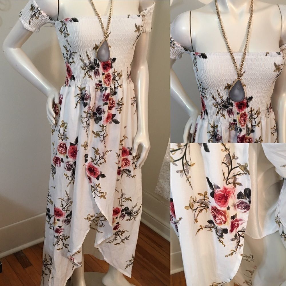 Boutique! Floral off shoulder tube top flo dress